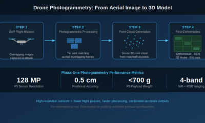 Aerial drone photogrammetry 3D point cloud map generated by Phase One UAV camera system