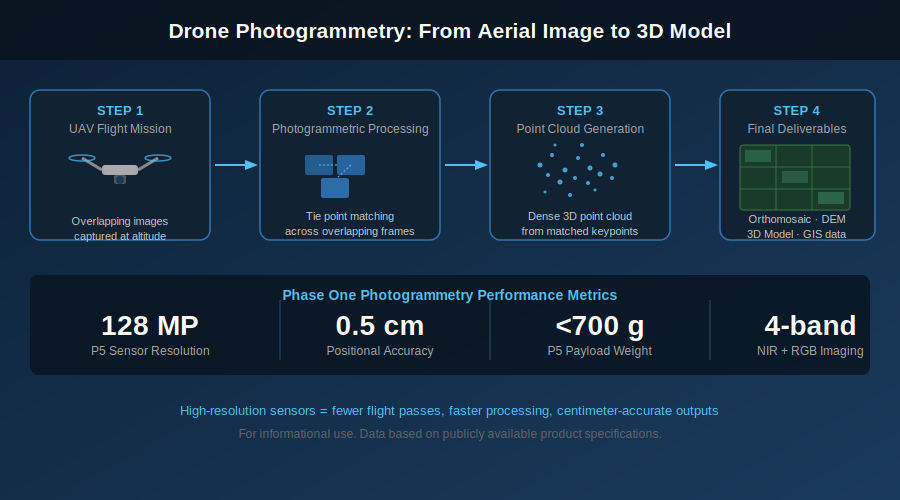 Aerial drone photogrammetry 3D point cloud map generated by Phase One UAV camera system