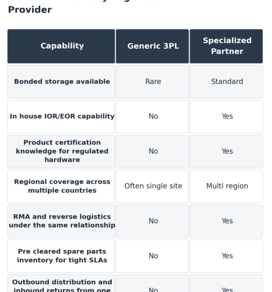 Checklist comparing compliance ready warehousing capabilities against a generic third party logistics provider