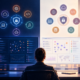 Split-screen comparison of enterprise AI security platforms, showing connected AI applications, security dashboards, threat monitoring, and agent workflow protection.